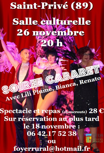 Soirée Cabaret 26/11/22 à SaintPrivé FDFR 89